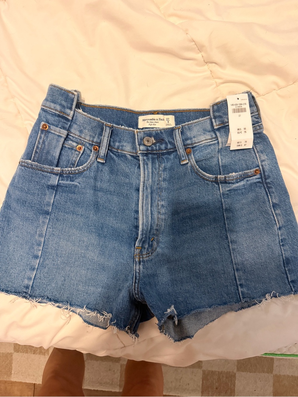 Abercrombie & Fitch Mom High-Rise Denim Shorts - Blue